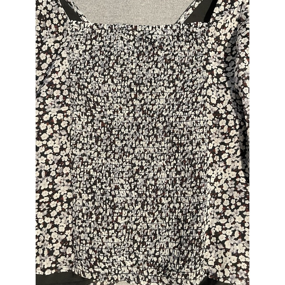 Abercrombie & Fitch Floral Smocked Top Small Puff Sleeve Ruched Front‎ Crop - Picture 6 of 6
